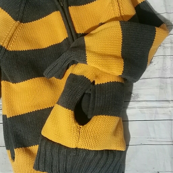 GAP KIDS Yellow & Gray Striped Hooded Sweater 8 M - Picture 4 of 7